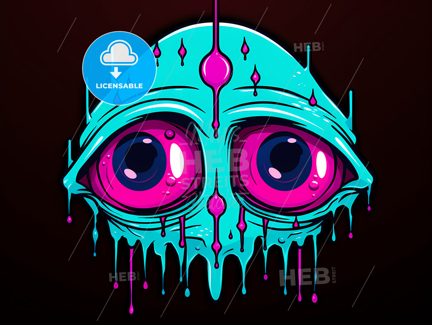 A Cartoon Of A Blue And Pink Eye