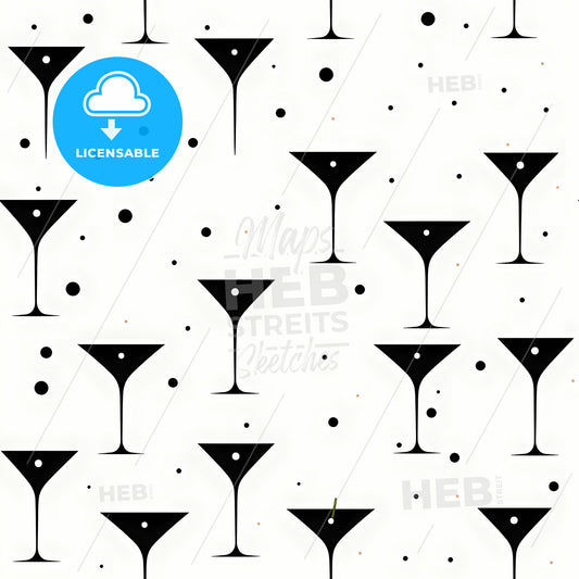 A Pattern Of Black And White Wine Glasses