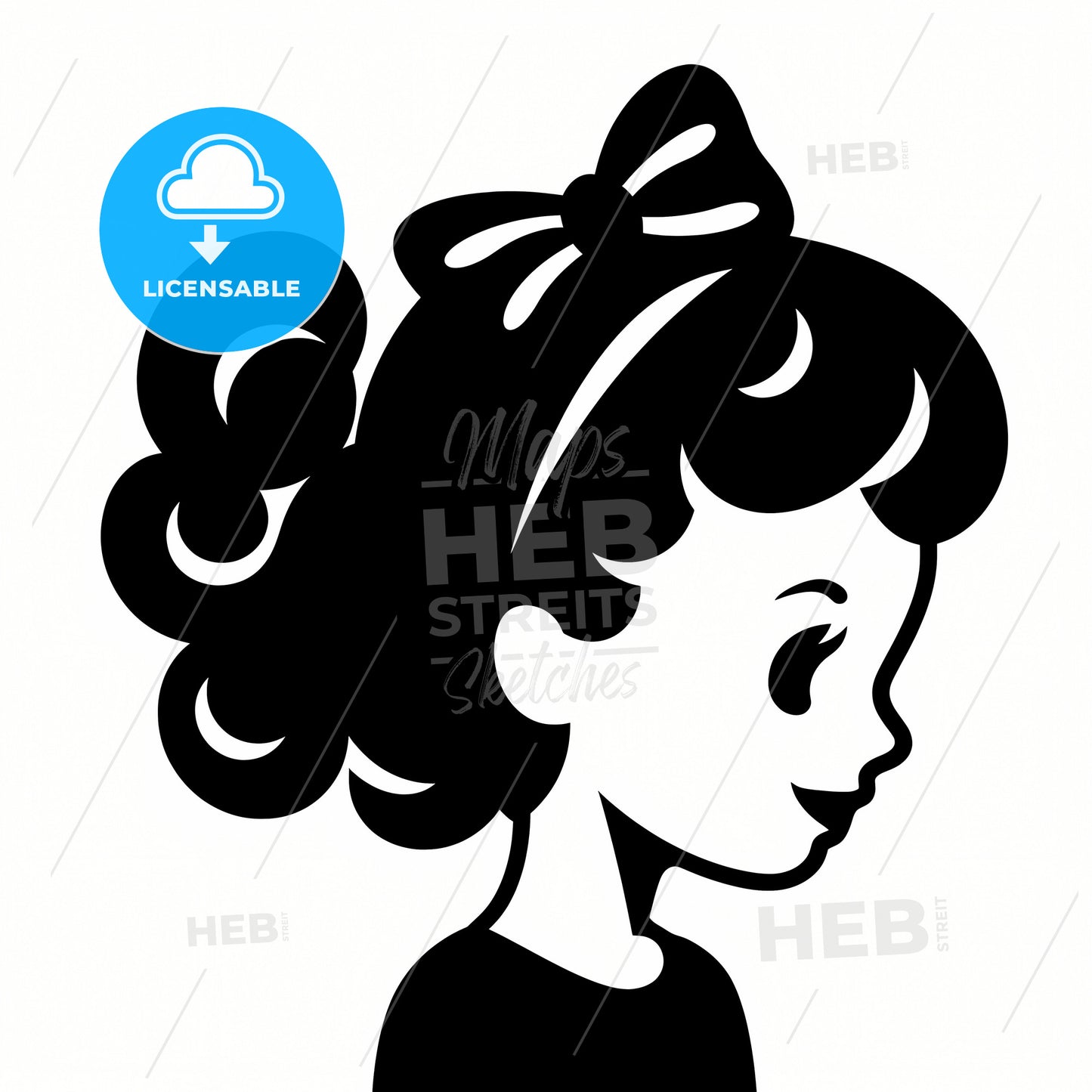 A Black And White Drawing Of A Girl
