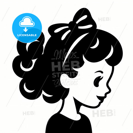 A Black And White Drawing Of A Girl