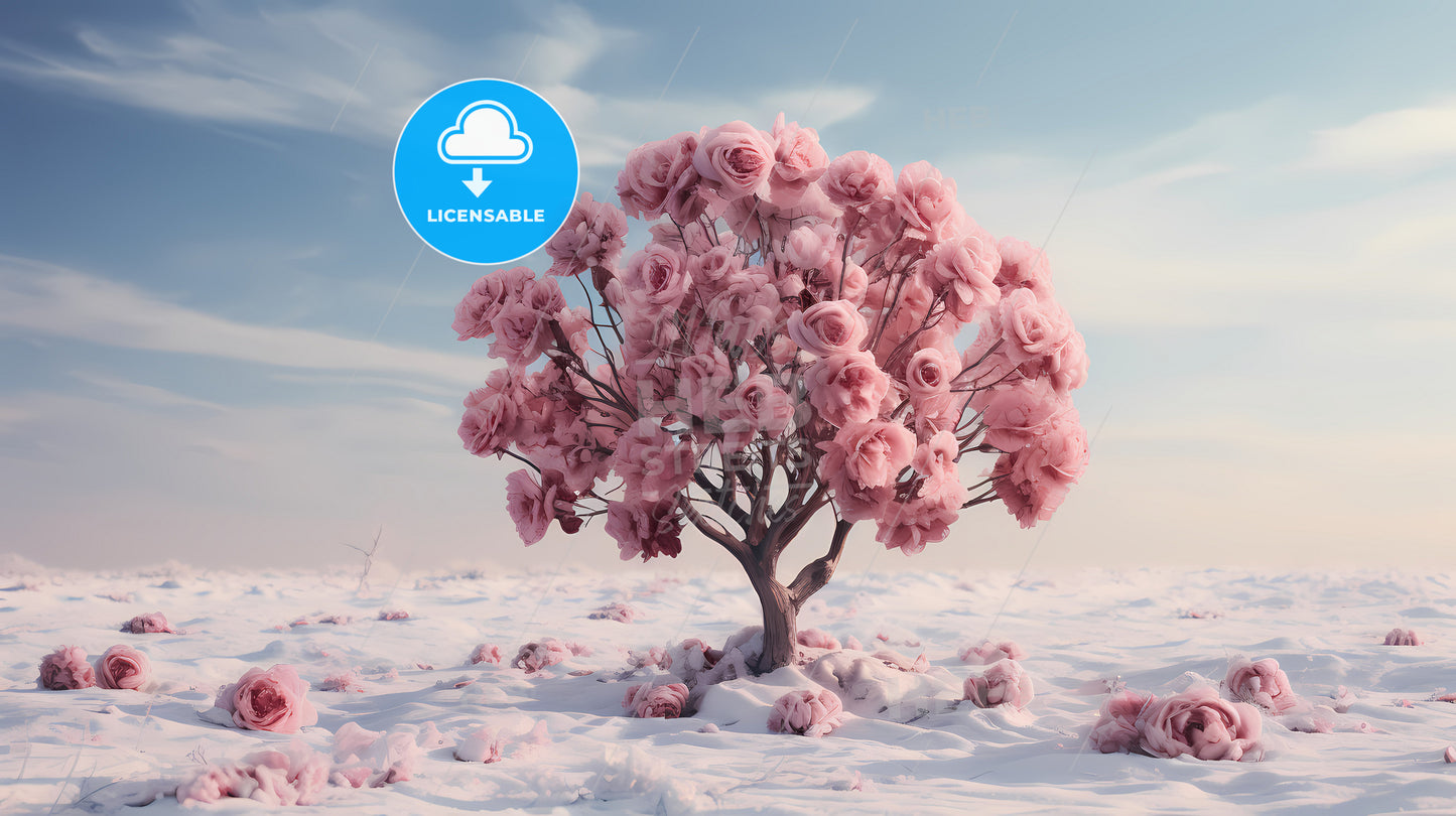 A Tree Covered In Snow