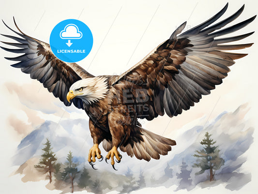 A Painting Of A Bird Flying In The Air