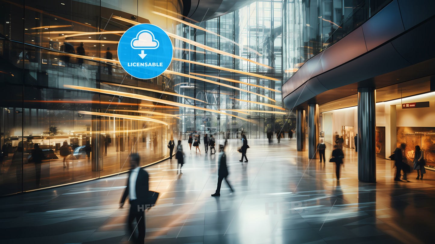 A Group Of People Walking In A Large Room
