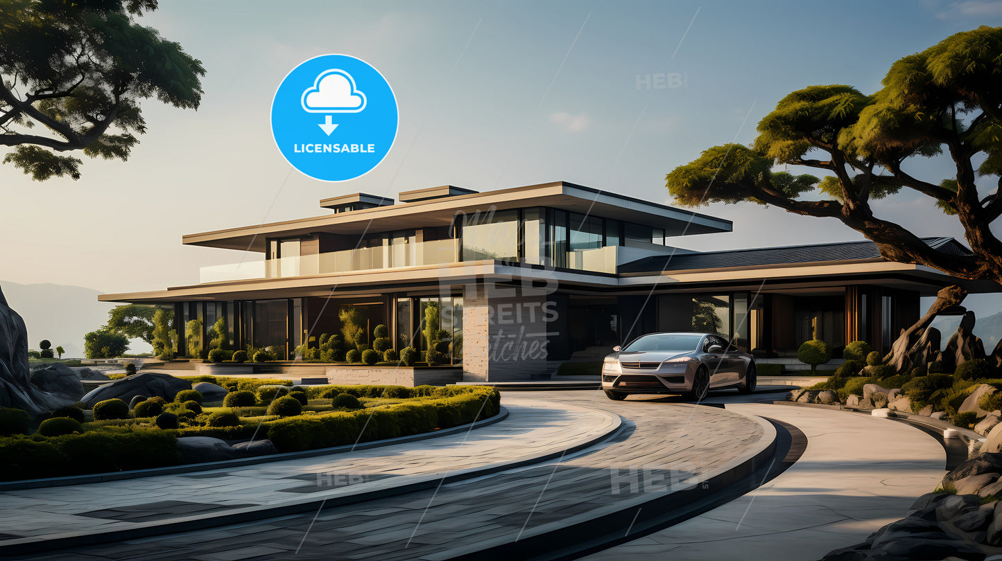 A Car Parked In Front Of A House