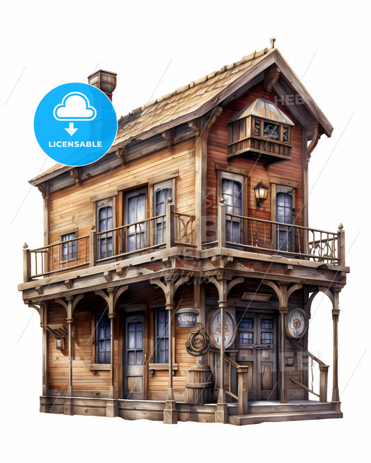 A Wooden House With A Balcony And A Balcony