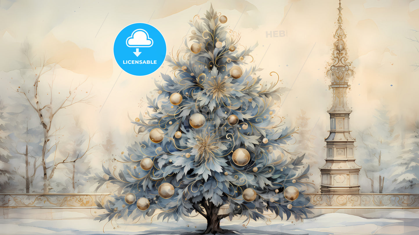 A Painting Of A Christmas Tree