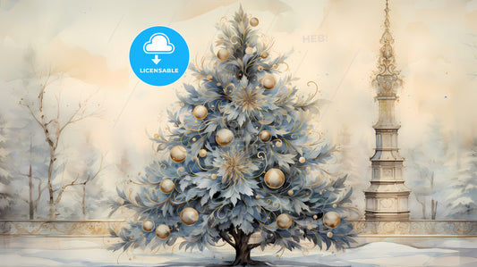 A Painting Of A Christmas Tree