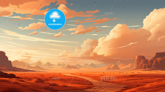 A Landscape With A Road And Mountains