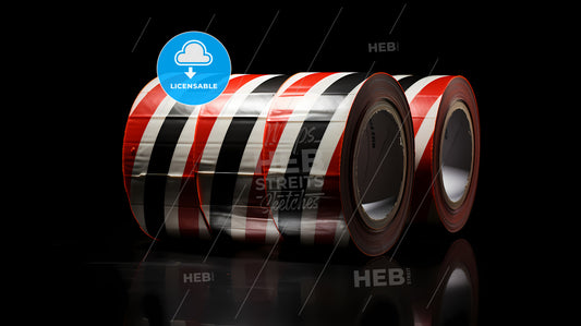 Rolls Of Red Black And White Tape