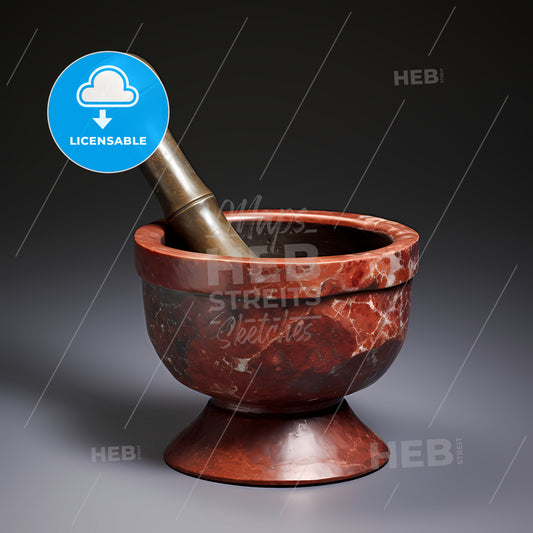 A Mortar And Pestle On A Gray Background