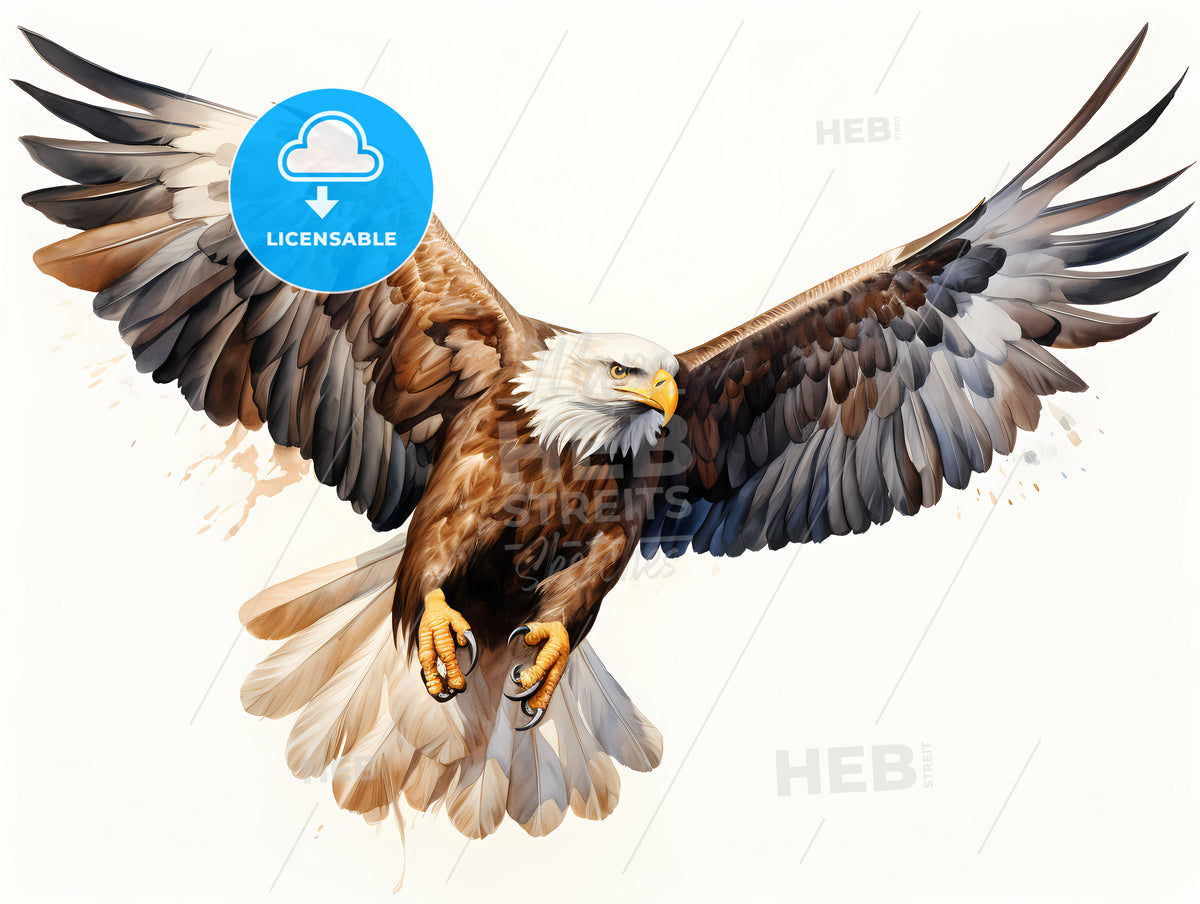 A Bald Eagle Flying With Its Wings Spread - HEBSTREITS Stock Image