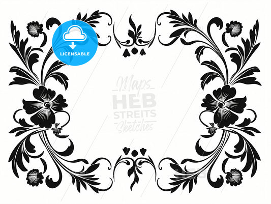 A Black And White Floral Frame