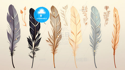 A Group Of Feathers With Different Colors