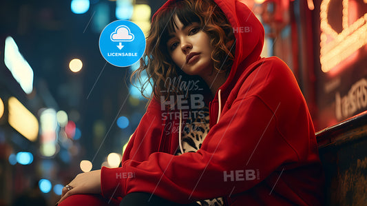 A Woman In A Red Hoodie