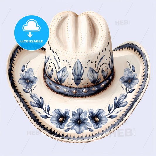 A Cowboy Hat With Blue Flowers