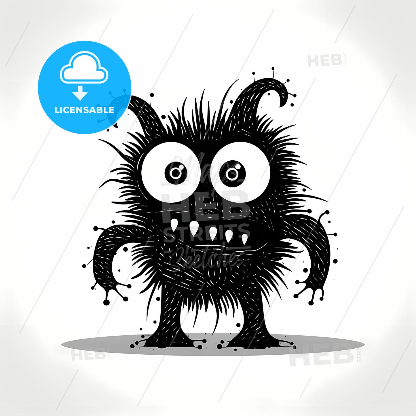A Black And White Cartoon Of A Monster