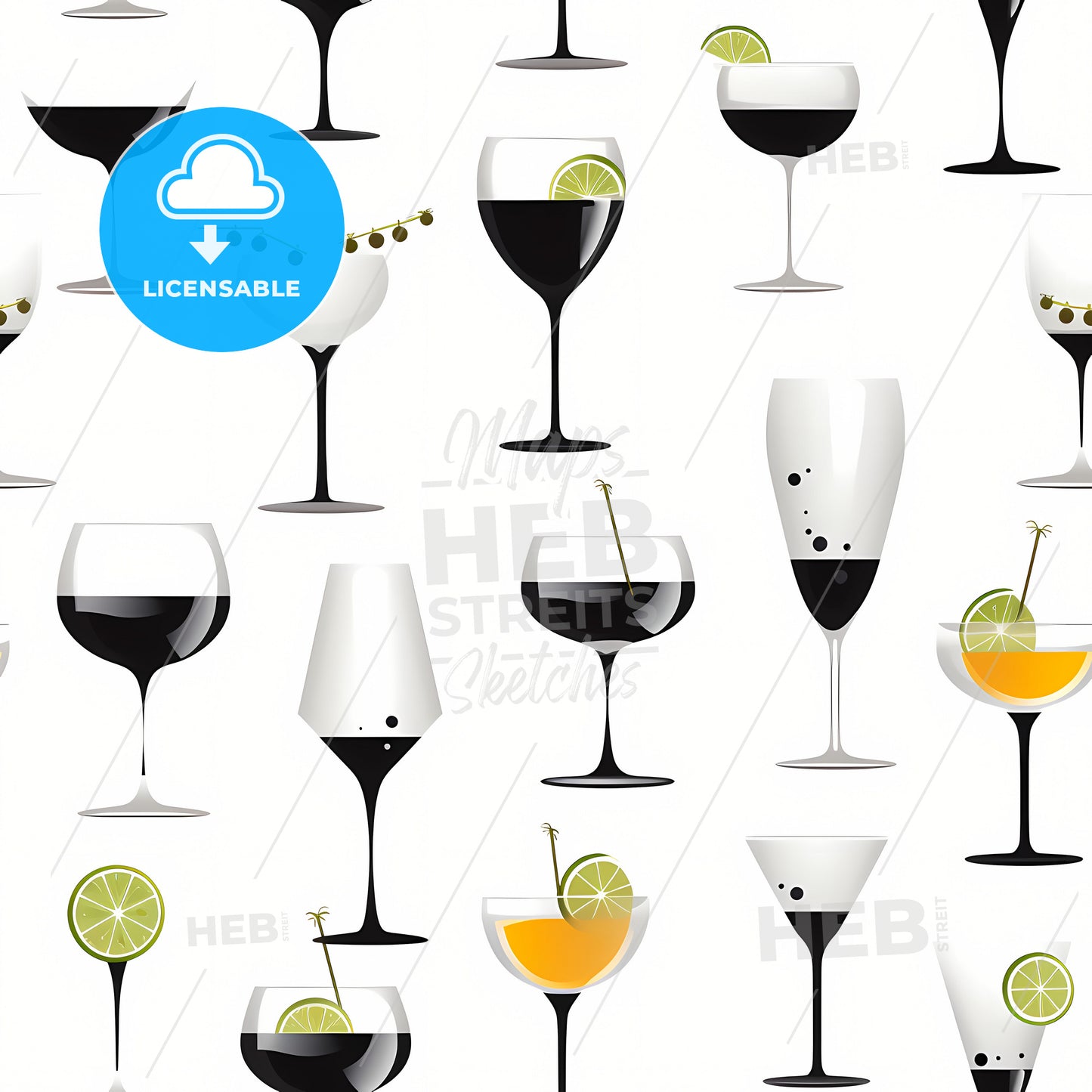 A Pattern Of Different Glasses Of Wine