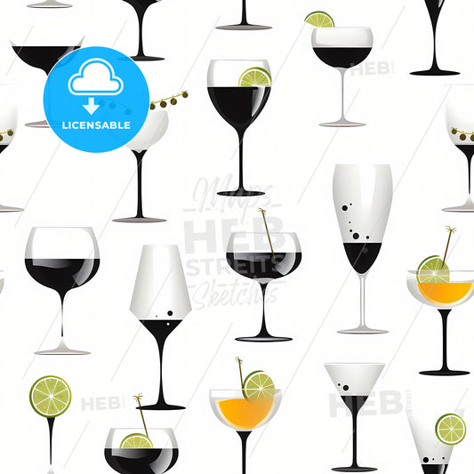 A Pattern Of Different Glasses Of Wine