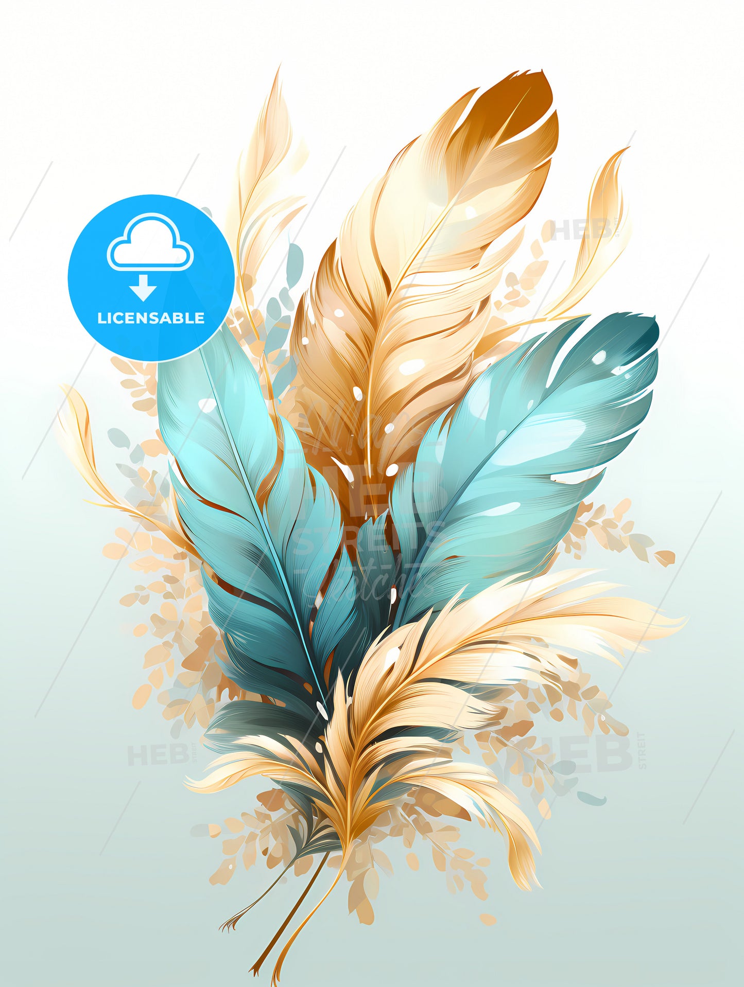 A Group Of Feathers With Leaves