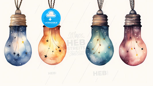 A Group Of Light Bulbs With Stars