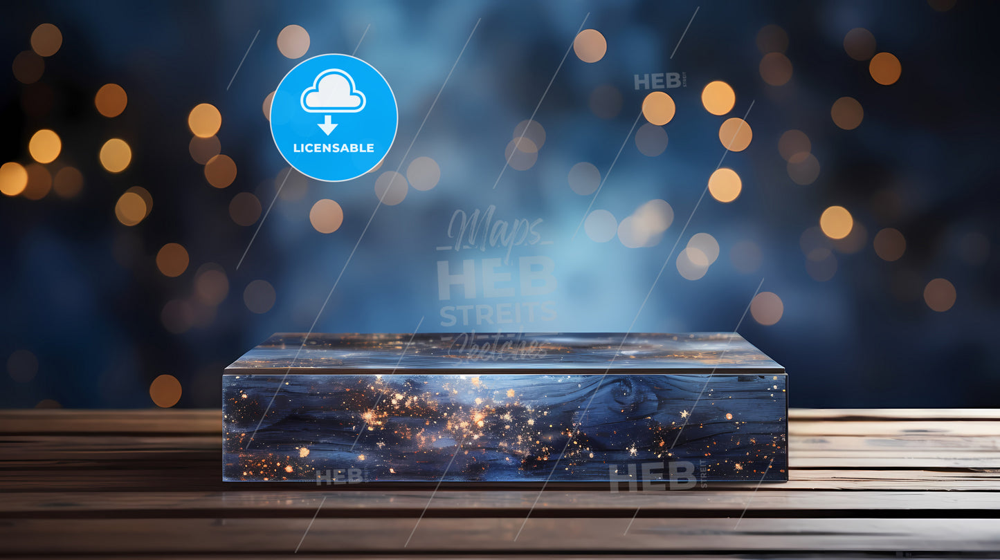 A Blue Rectangular Object With Lights On It