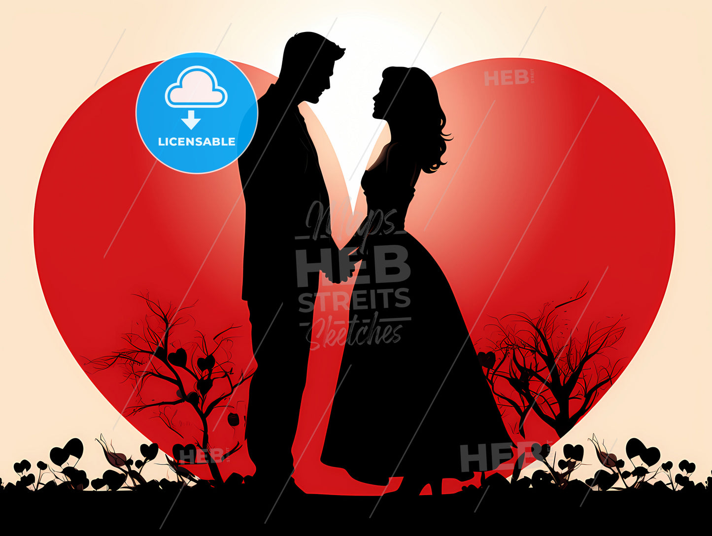 A Silhouette Of A Man And Woman Holding Hands