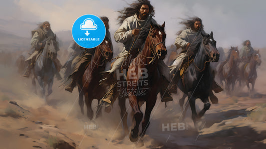 A Group Of Men Riding Horses