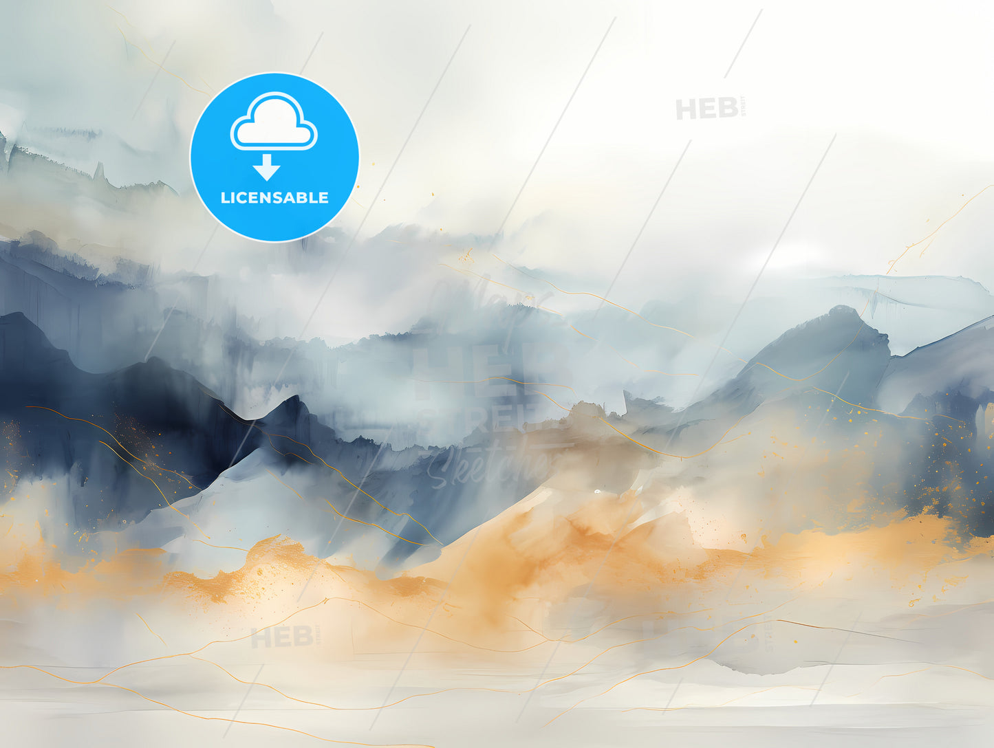 A Painting Of Mountains And Clouds