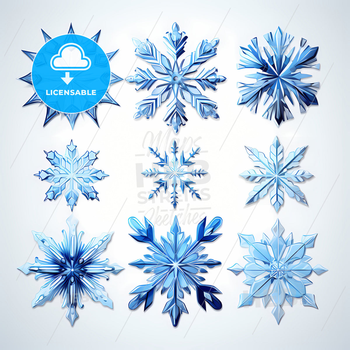 A Group Of Blue Snowflakes – HEBSTREITS