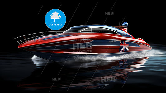 A Red And Blue Speedboat On Water