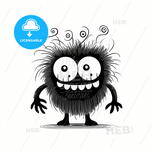 A Black And White Cartoon Of A Monster