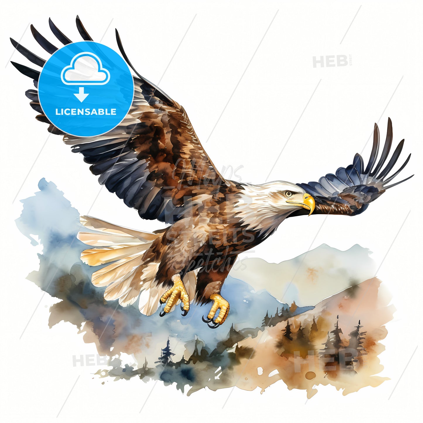 A Watercolor Of A Bird Flying