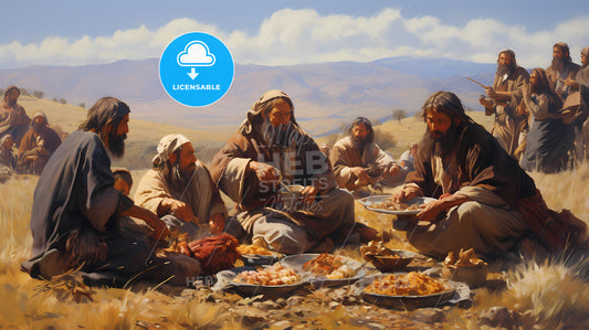 A Group Of Men Eating Food