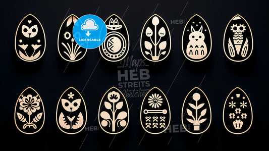 A Group Of Eggs With Different Designs