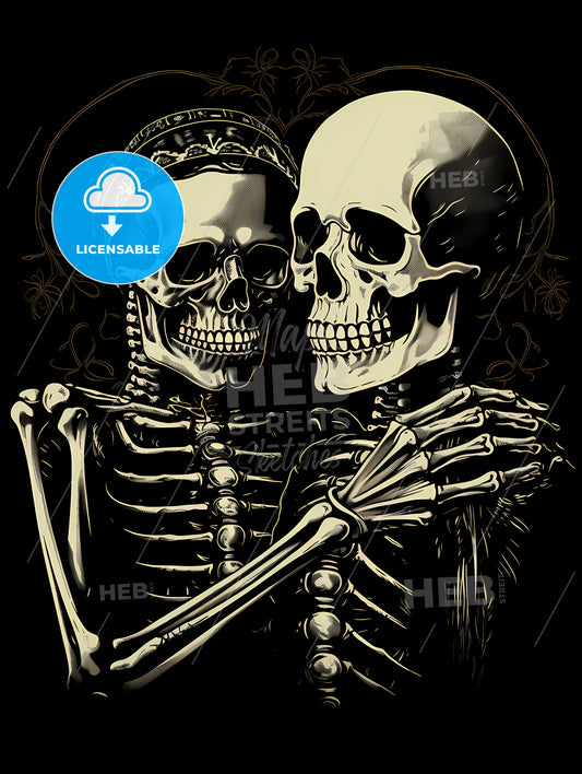 A Couple Of Skeletons Hugging