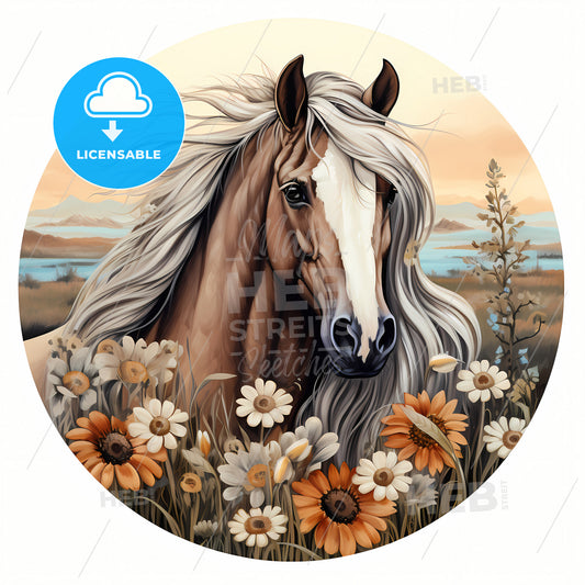 A Horse In A Field Of Flowers