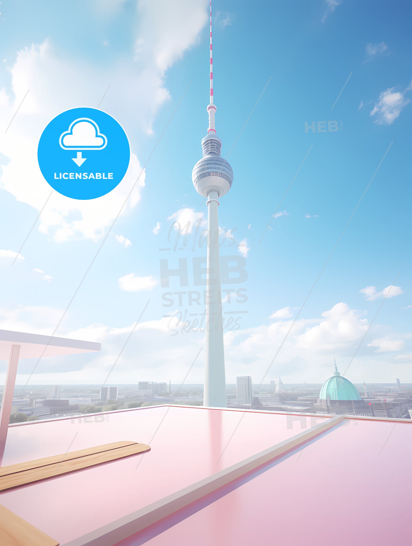 A Tall Tower With A City In The Background