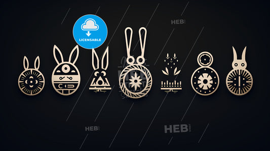 A Group Of Symbols On A Black Background