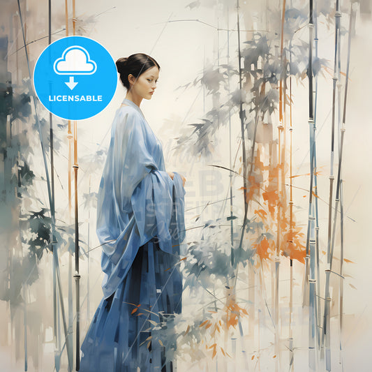 A Woman In A Blue Dress