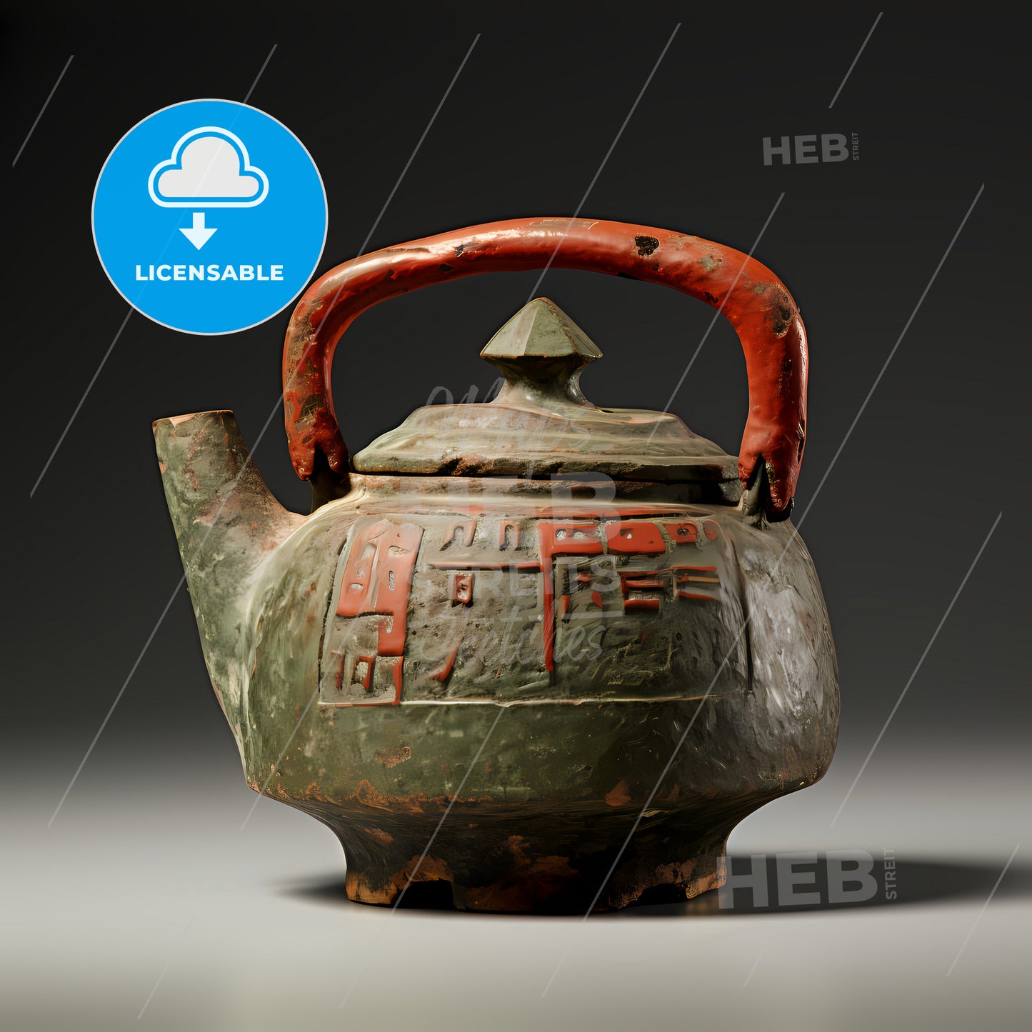 A Teapot With A Red Handle