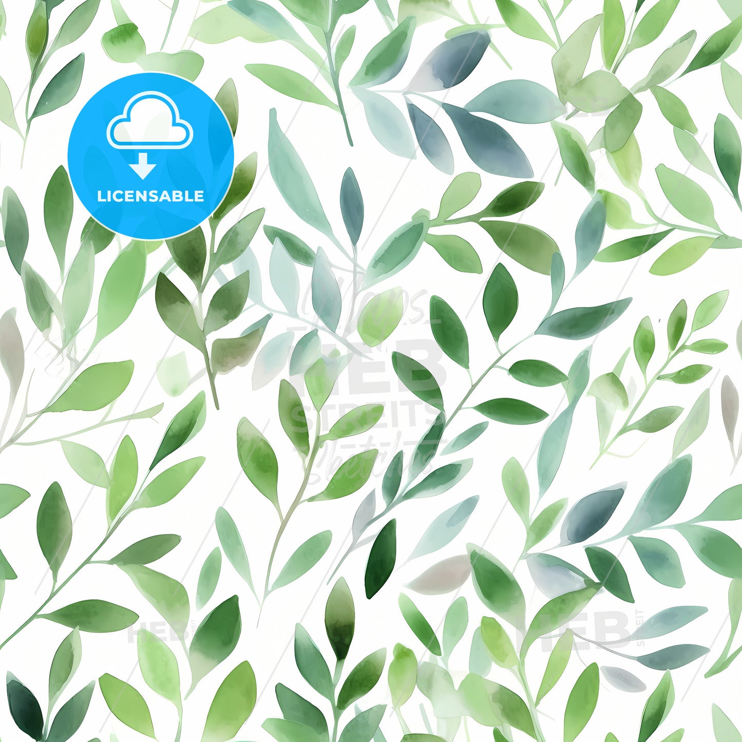 A Pattern Of Leaves On A White Background