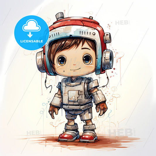 A Cartoon Of A Child Wearing A Helmet