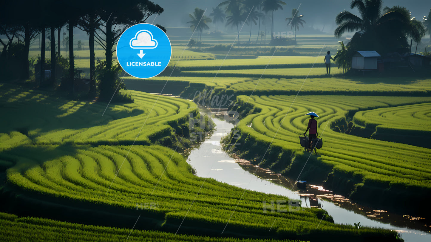A Person Walking Through A Green Field
