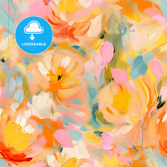 A Painting Of Flowers And Leaves