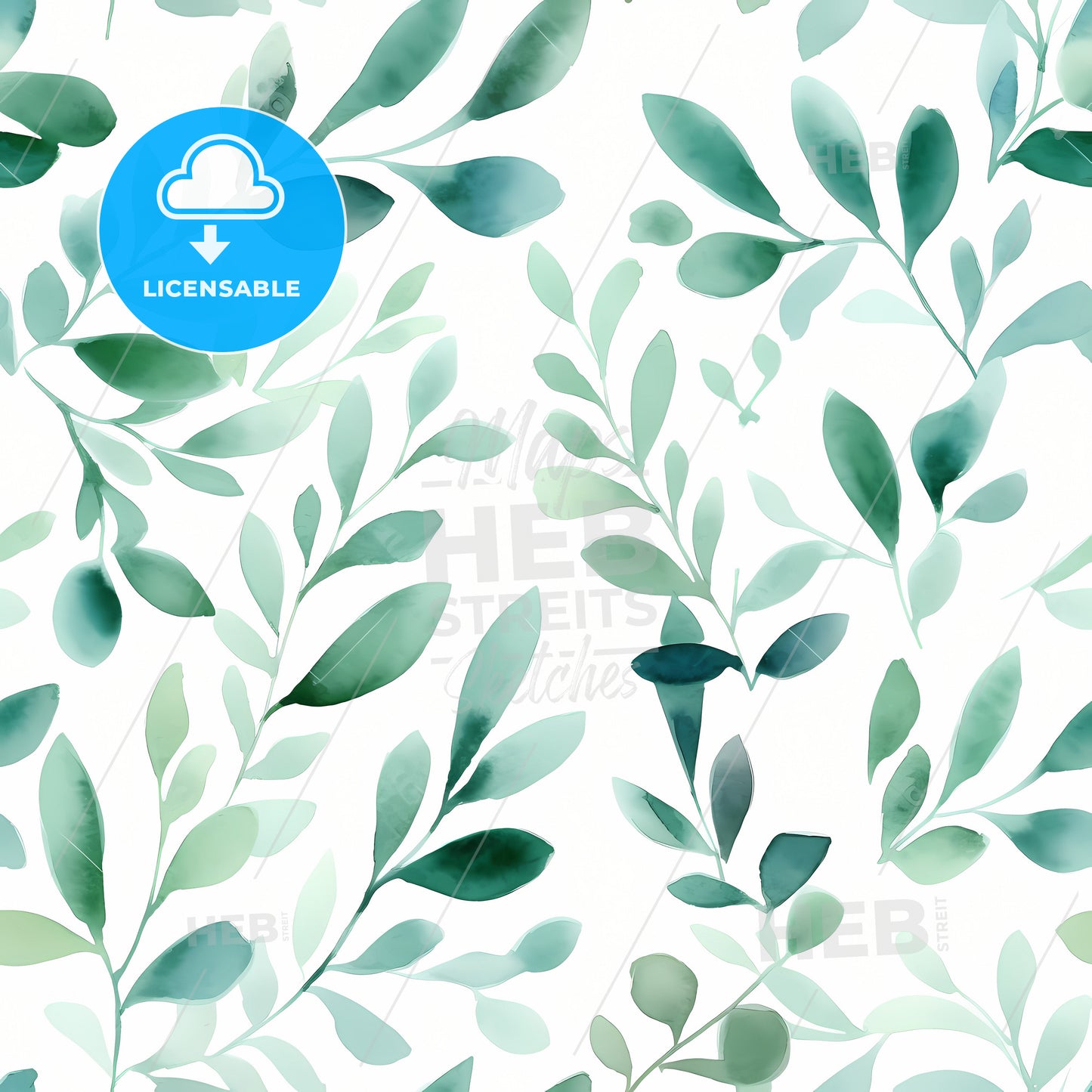 A Pattern Of Leaves On A White Background