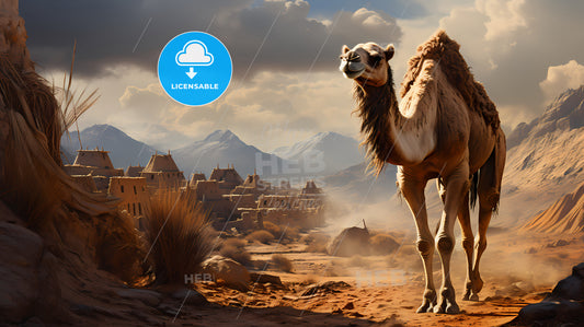 A Camel In A Desert