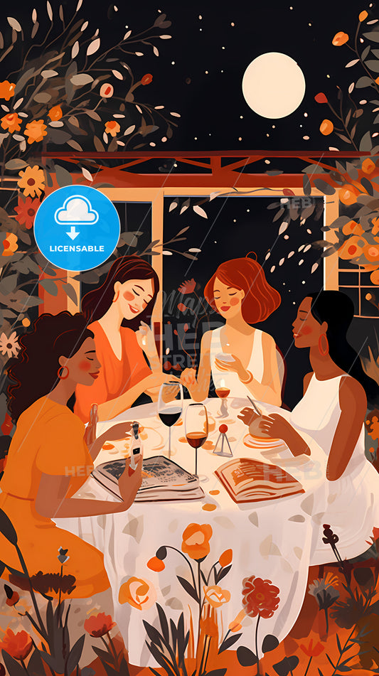 A Group Of Women Sitting At A Table