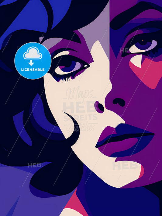 A Woman's Face With Purple And Blue Shades