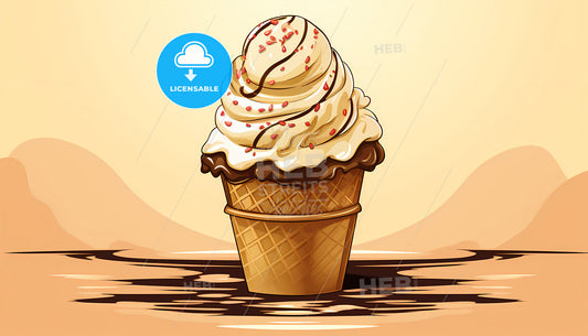 An Ice Cream Cone With Chocolate Toppings