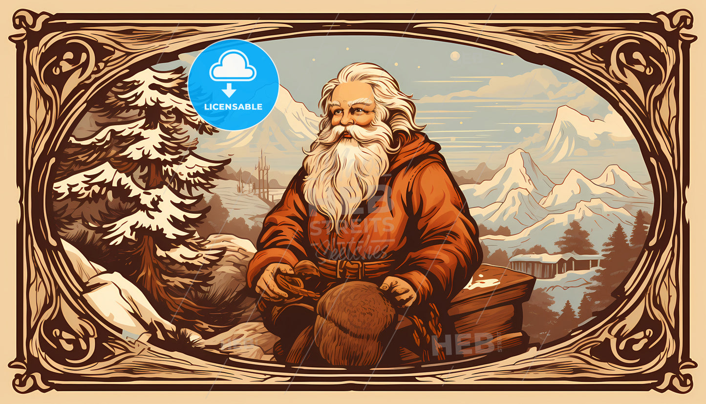 A Man With A Beard And A Beard In A Frame